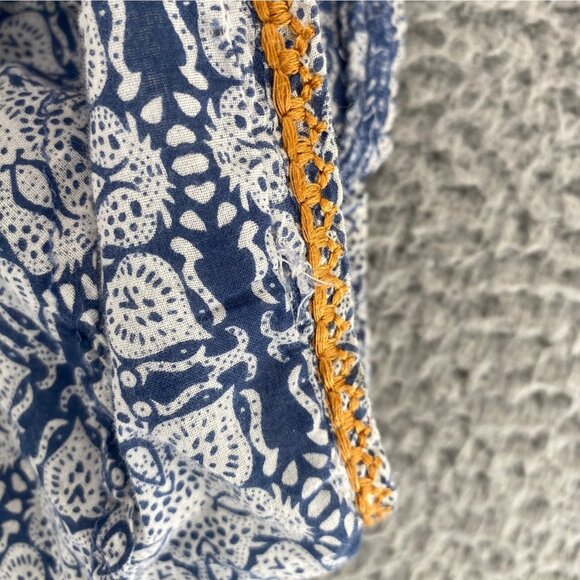 Ivy Jane Top Womens Small Medium Blue Floral Embroidered Short Tiered Sleeves - Picture 4 of 9